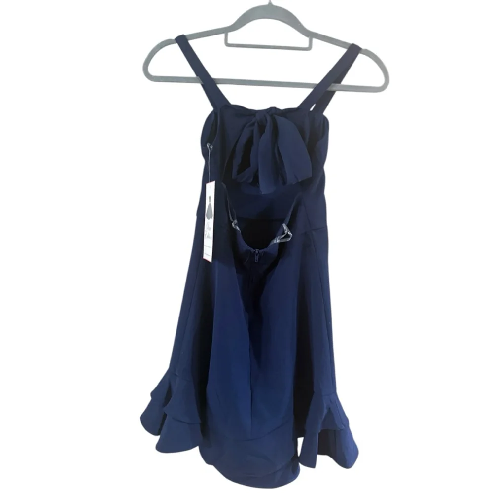 Girls Rare Editions Navy Blue Casual Dress with Bow Size 10
